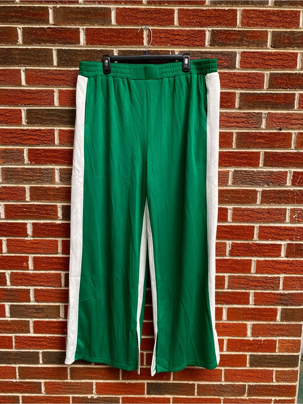 White Birch Size Sweatpants Wide Leg Track Pants Side Stripe Green Plus Size 2X